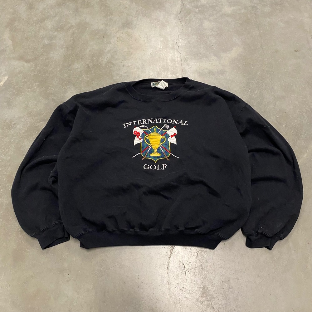 Ivy Club Classics International Golf Crewneck Sweatshirt Mens Large Black